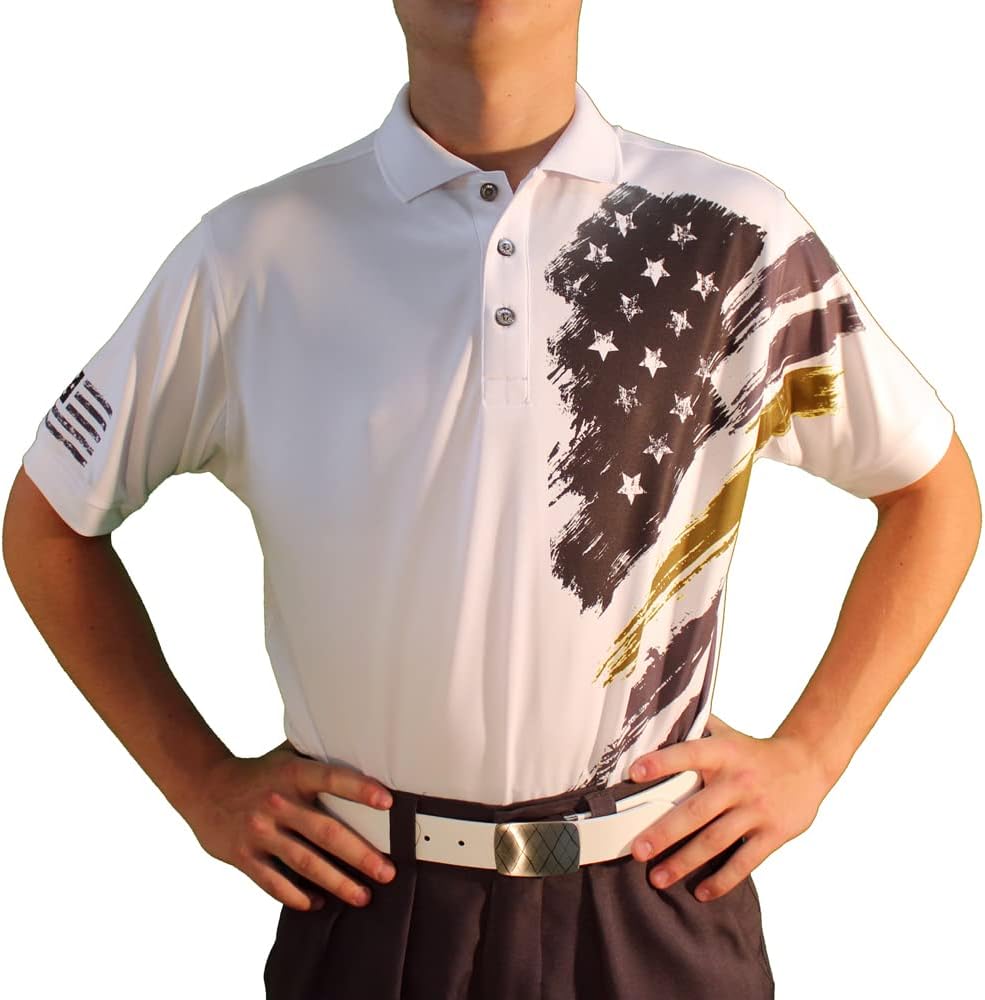 Dry Fit Short Sleeve Graphic Golf Polo Shirt for Men, Great for Sports and All Outdoor Activities - American Patriot Heroes