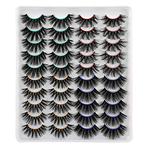 Ruairie False Eyelashes, 20MM Lashes Long Dramatic Fluffy 5D Faux Mink Lashes Pack 4 Styles 20 Pairs Wholesale