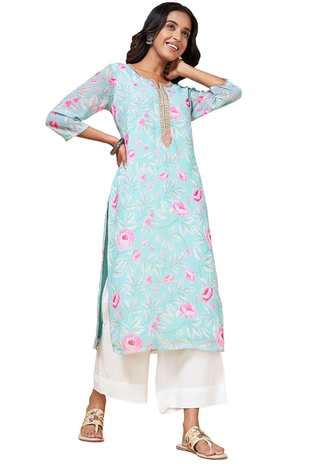 rangmanch by pantaloons Women's Loose Fit High Rise Palazzo-picture-22