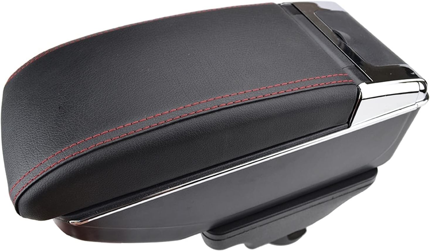 Storage Box Center Centre Console Leather Tray Dual Layer Armrest Arm Rest, for Skoda, for Octavia, A7 5E 2014-2017 Car Center Armrest Box(Black Thread)