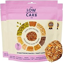 Super Seed Crackers, Gluten Free &amp; Keto Friendly Healthy Snacks, Vegan, Zero Sugar, Paleo &amp; Diabetic Friendly, Nut Free, 20g High Protein, 18g High Fiber, 3.56oz Each, 3-Pack, Everything Bagel