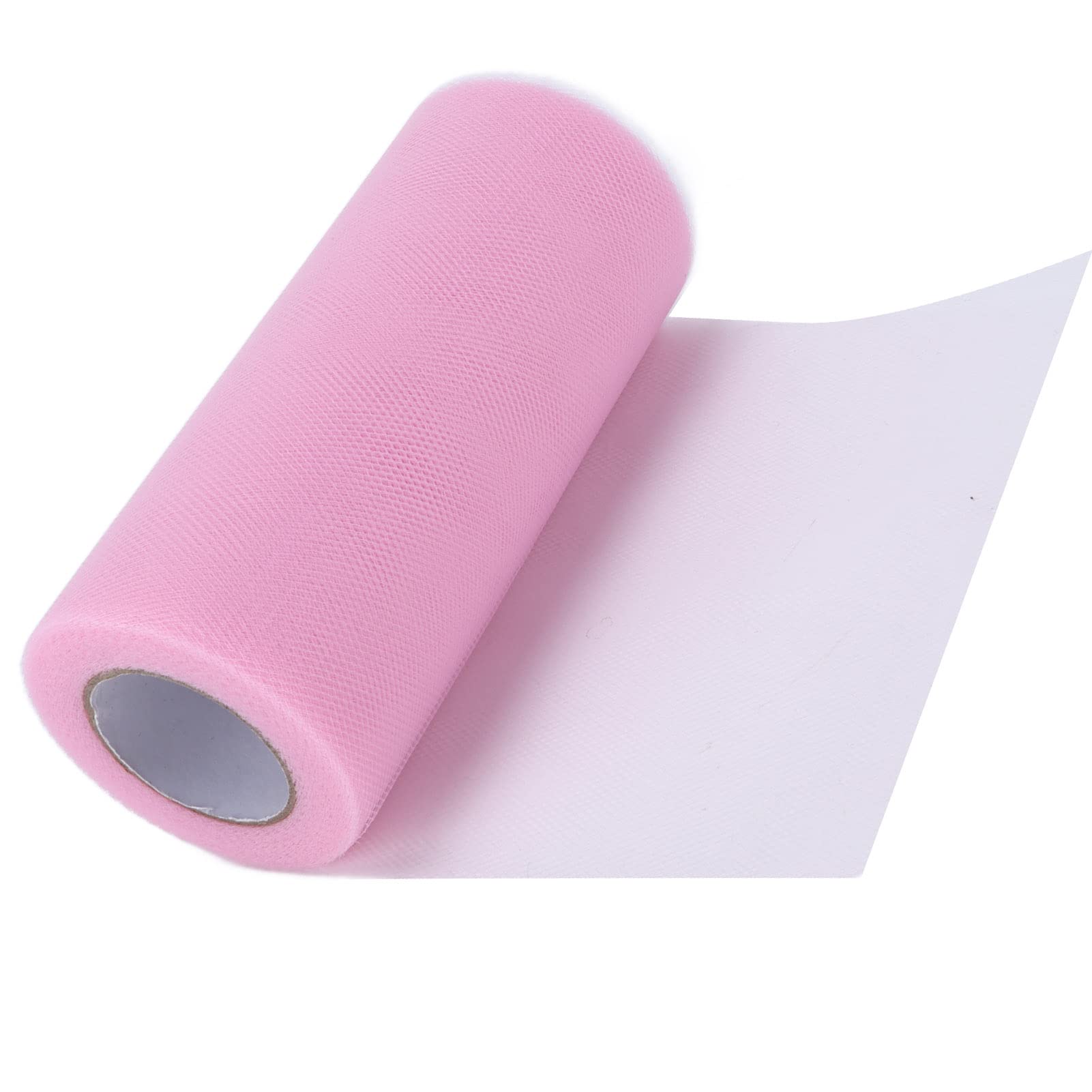 Chanme Spool Tulle Fabric, 100 Yards Long Service Life Tulle Roll Spool for Wedding Decoration for DIY Doll Clothes(100 yards-pink)