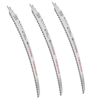 Japanese Teeth Reciprocating Saw Blade 15 Inch, Arc Edge Wood Pruning Reciprocating Saw Blades, 6TPI Pruning Saw Blades for Tree Trimming, Wood Cutting, Cr-V Reciprocal Saw Blade, 3 Pcs