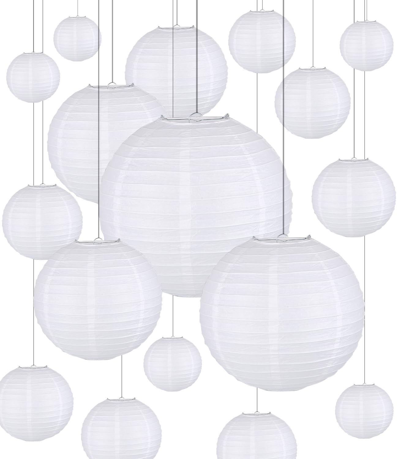 Lampenschirm 20 Stücke Lampions Weiße Papier Laterne Hängende Runde Papierlaternen für Hochzeit Geburtstag Feiern Garten Deko