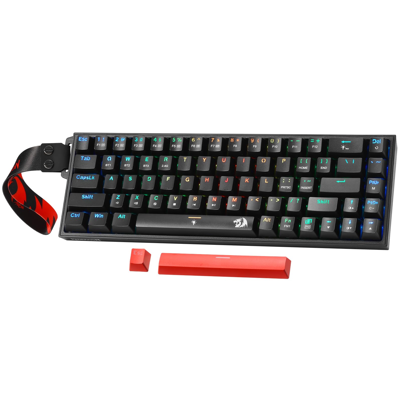 Redragon K631 PRO 65% 3-Mode Wireless RGB Gaming Keyboard, 68 Keys Hot-Swappable Compact Mechanical Keyboard w/Hot-Swap Free-Mod PCB Socket & Portable Strap, Custom Dragon Chant Linear Switch-image-46