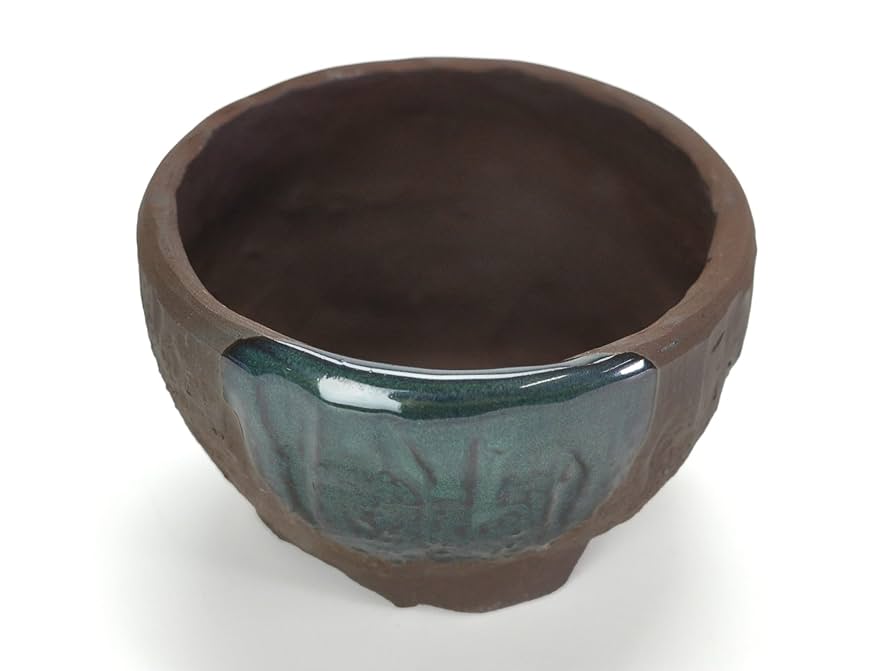 Amazon.co.jp: 盆栽妙 盆栽鉢 植木鉢 万古焼 ウ泥オリベ流4号