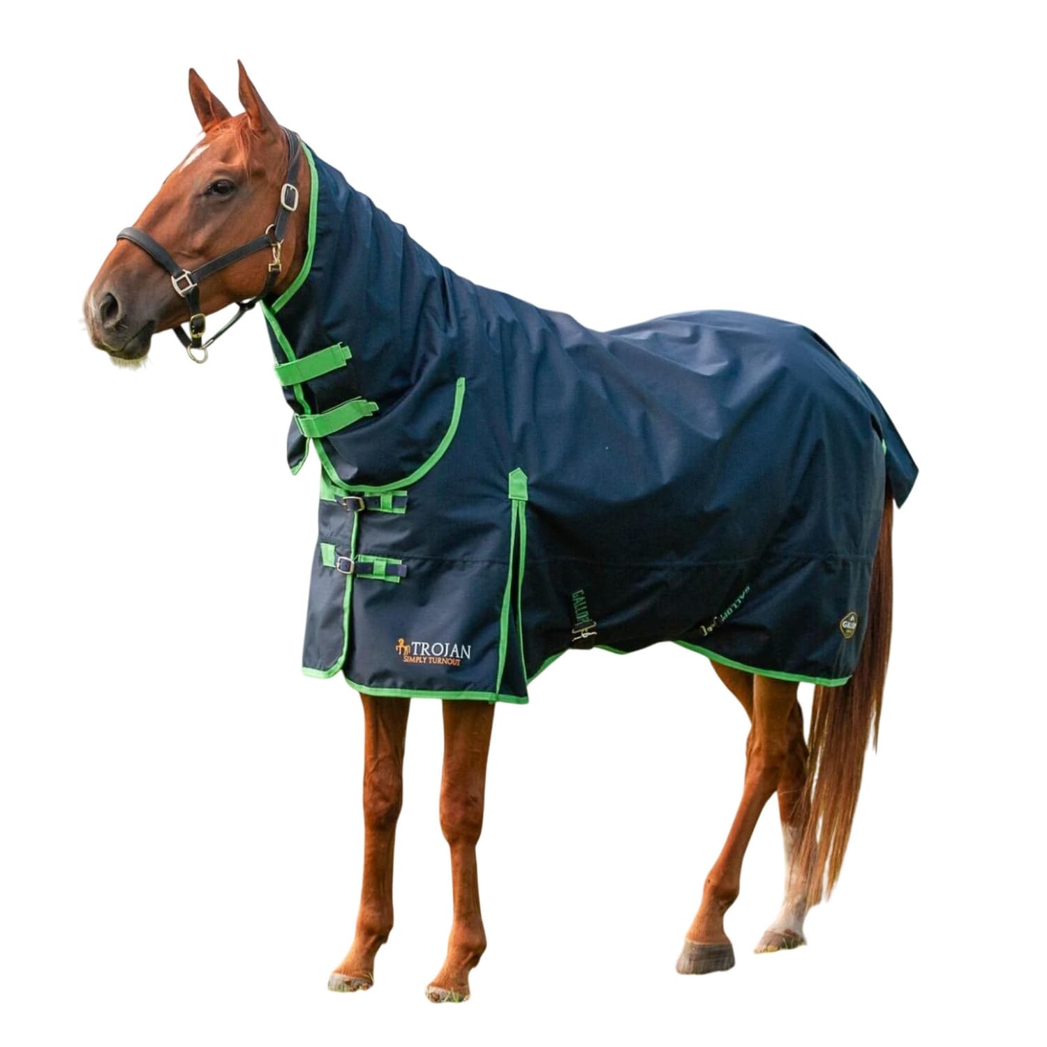 Gallop Trojan DURAPROOF Lightweight Combo Turnout Rug - 0g (Navy/Green), 6ft0
