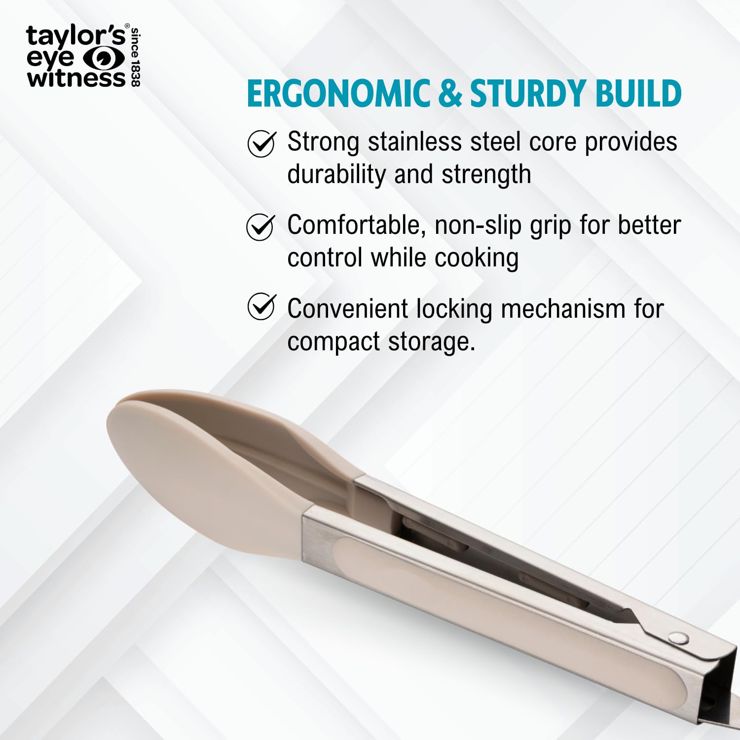 Taylors Eye Witness Large Steel Oyster Silicone Tongs, Dishwasher Safe. Sturdy Build - Image 4