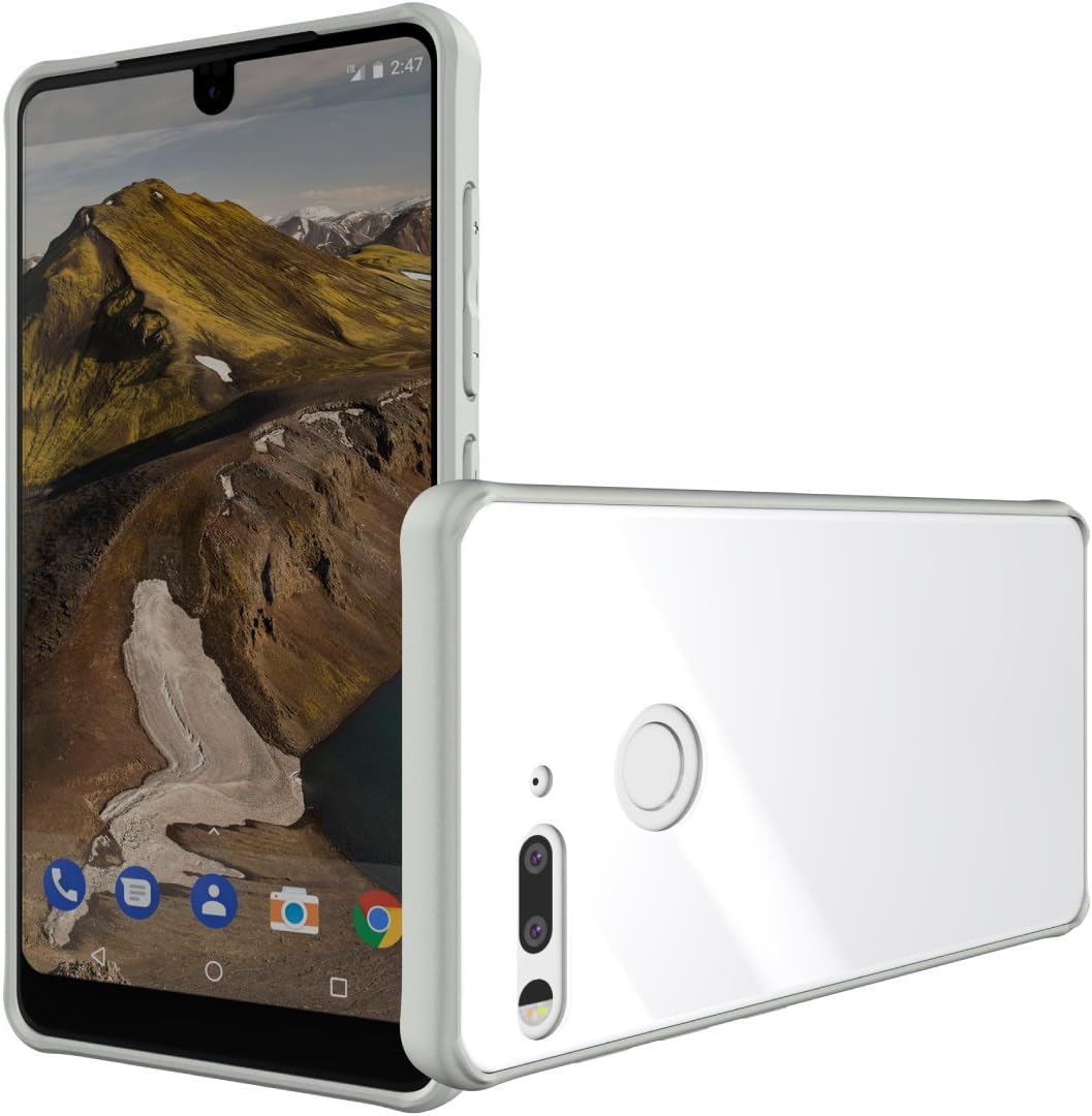 Essential Phone PH-1 Case, TUDIA [Ceramic Feel] Lightweight [GLOST] TPU Bumper Shock Absorption Cover Featuring [Tempered Glass Back Panel] for Essential Phone PH-1 (Pure White)