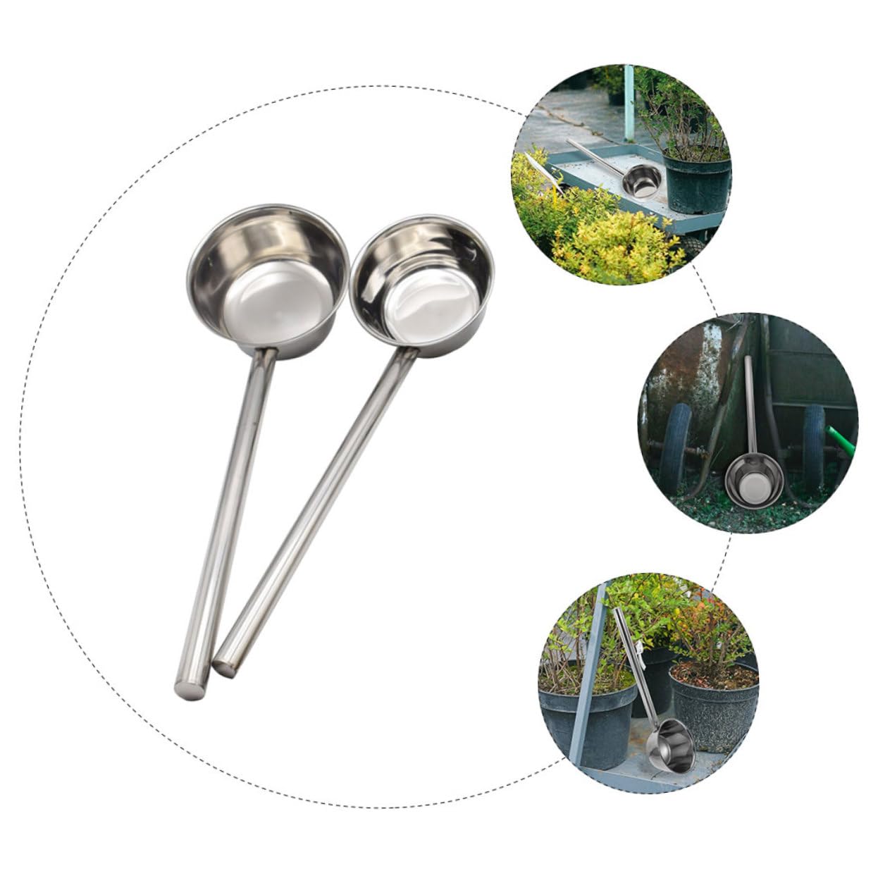 2 Stück Wasserlöffel Edelstahl mit Langem Griff für Küche und Garten