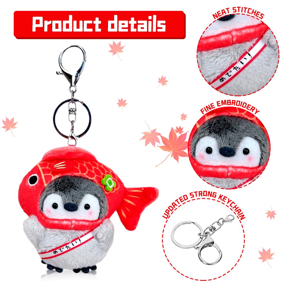 LGWJHCY Penguin Carp Plush Keychain, Penguin Shaped Keyring with Key Ring for Lanyard and Bag Pendant Colored, 12 - Image 3