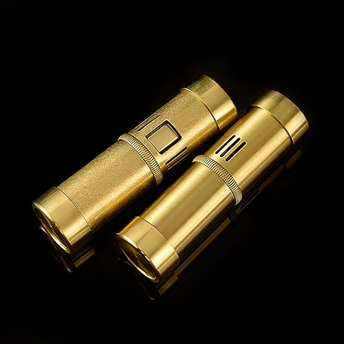 Miniatura 4 de Encendedor de queroseno cilíndrico retro, encendedor de aceite portátil resistente de latón puro (sin combustible)