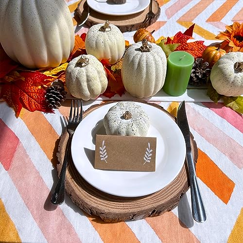 Image of Winlyn 7 Pcs Assorted Sizes Harvest Cream Artificial Pumpkins Faux Cream Pumpkins Foam Decorative Pumpkins for Fall Farmhouse Autumn Wedding Halloween Thanksgiving Rustic Harvest Table Centerpiece