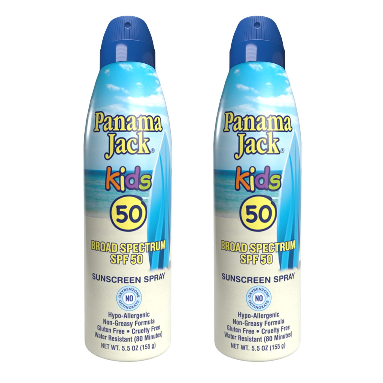 Panama Jack Kids Sunscreen Spray - SPF 50 Broad Spectrum UVA UVB Protection Hypo-Allergenic PABA Paraben Gluten Cruelty