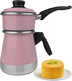 Cuscuzeiro Duplex a Vapor Porção Individual Mini Cuscuzeira Dupla com Tampa Faz Cuscuz e Legumes (Rosa)