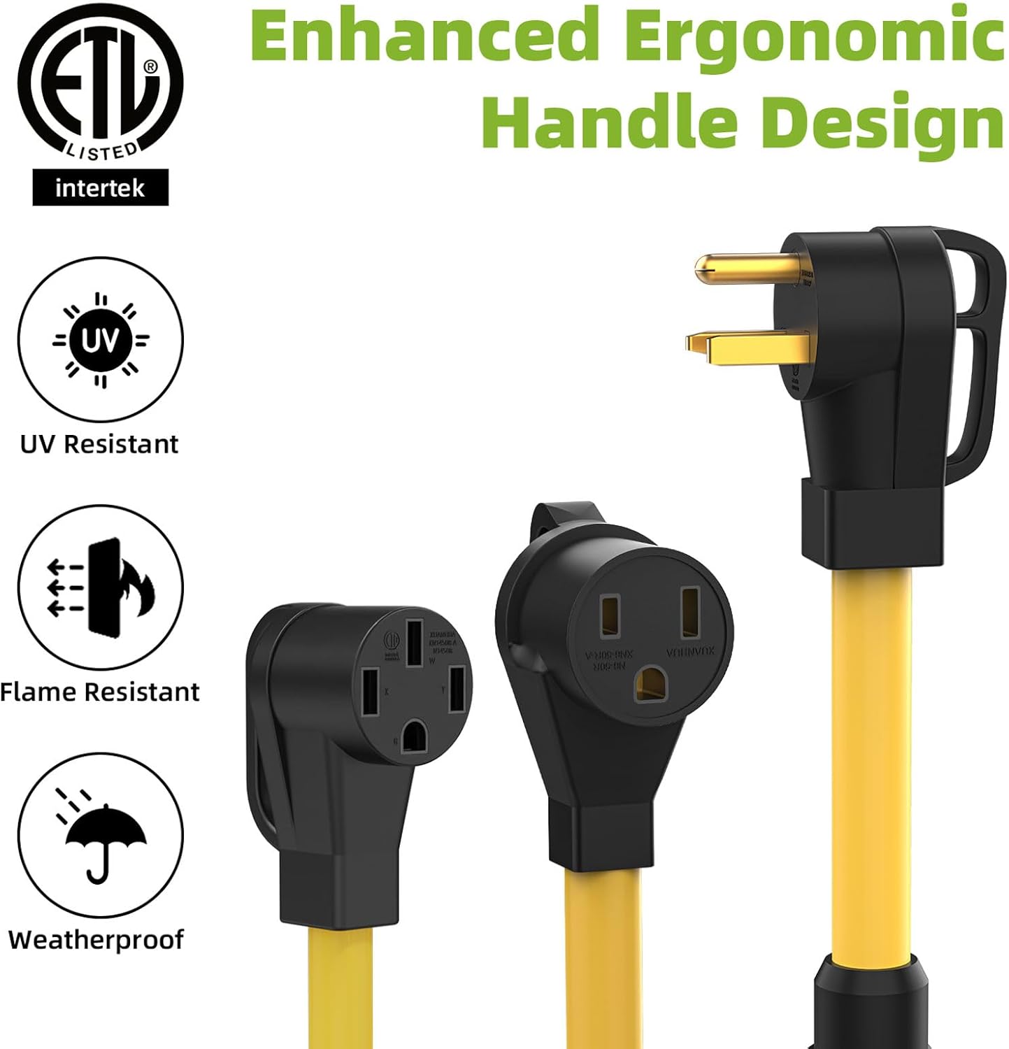 50 Amp Y Splitter Cord for EV Charger and Welder, NEMA 6-50P to 6-50R & 14-50R Adapter Power Cord, Heavy Duty 6 AWG STW Cable, 250V Extension Splitter, ETL Listed