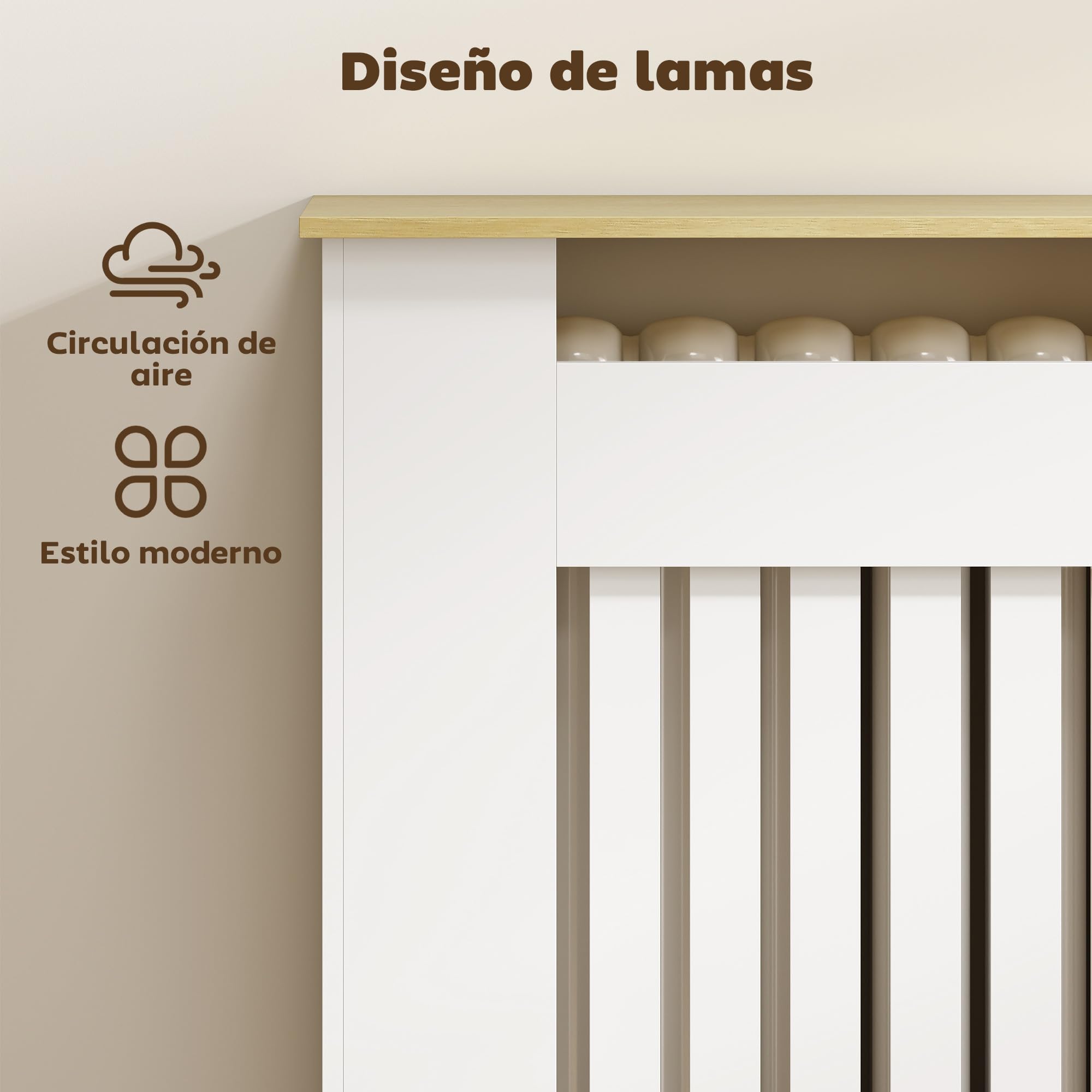 HOMCOM Cubre Radiadores con Zapatero Cubreradiador 152x19x81 cm Blanco