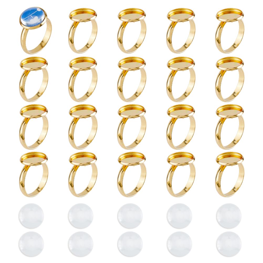 Supports bagues vierges 12mm dorés pour fabriquer des cadeaux personnalisés uniques