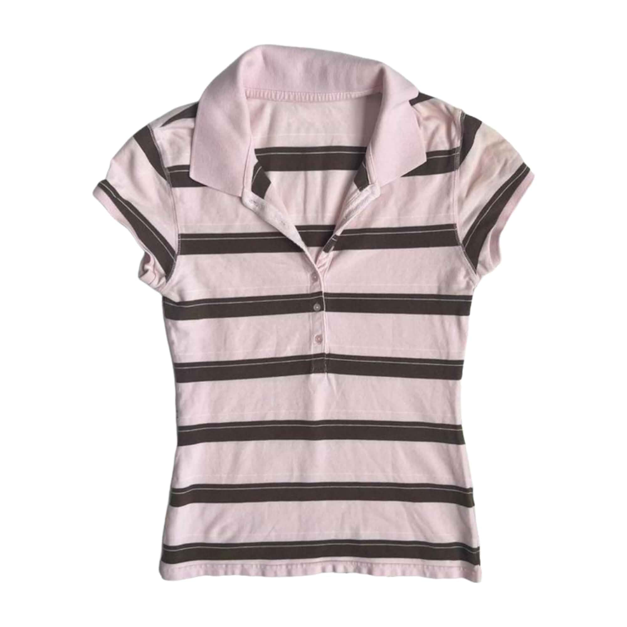 Vintage Alt Graphic Tees Y2k Grunge Polo Shirts Teen Girls Women Whimsy Twee 2000s Short Sleeve Collared Tops Striped