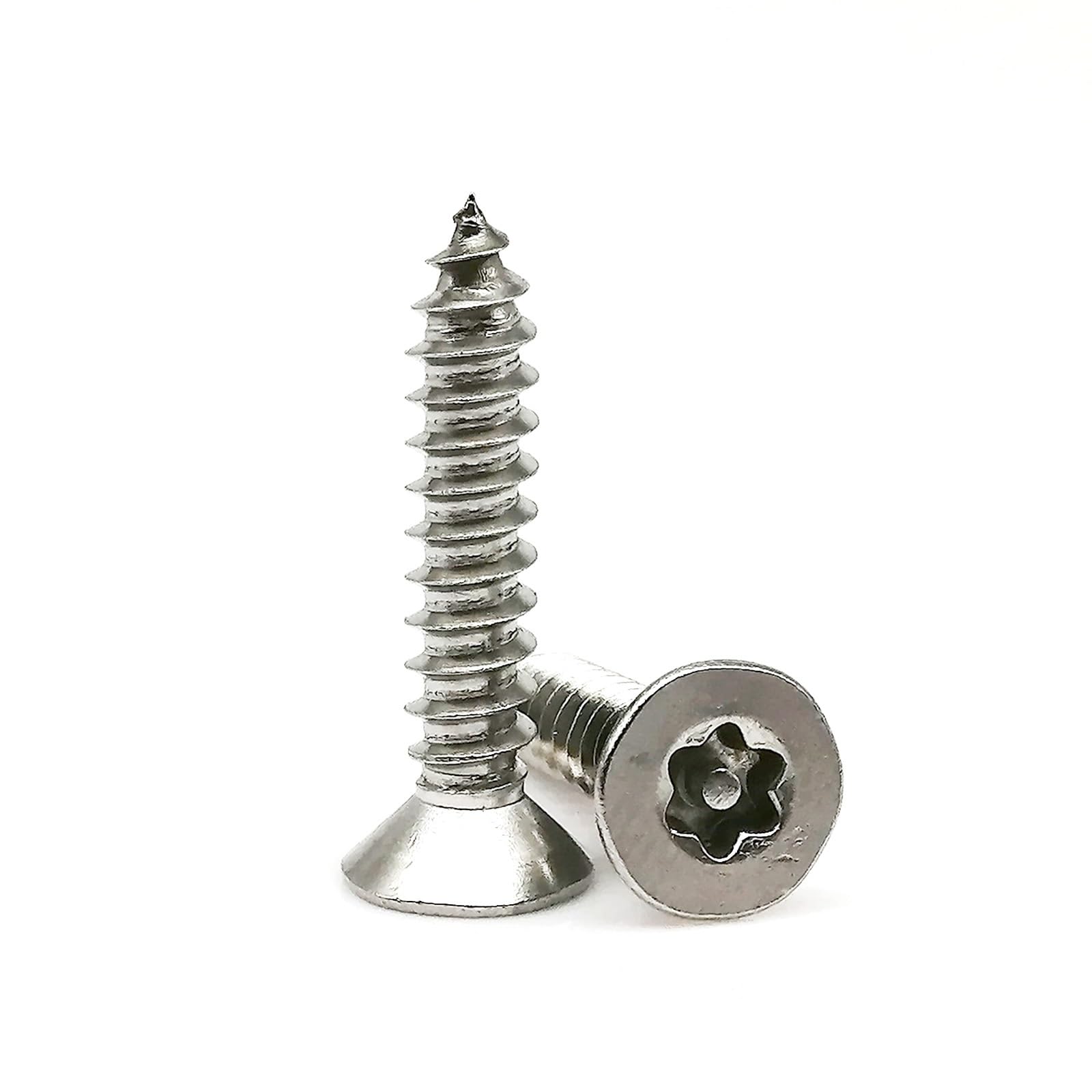 Tornillo autorroscante 10/20 piezas M2 M3 M3.5 M4 M5 304 cabeza avellanada plana Torx de acero inoxidable con pin a prueba de manipulaciones autorroscante para madera (50 mm, 20 piezas M3.5)