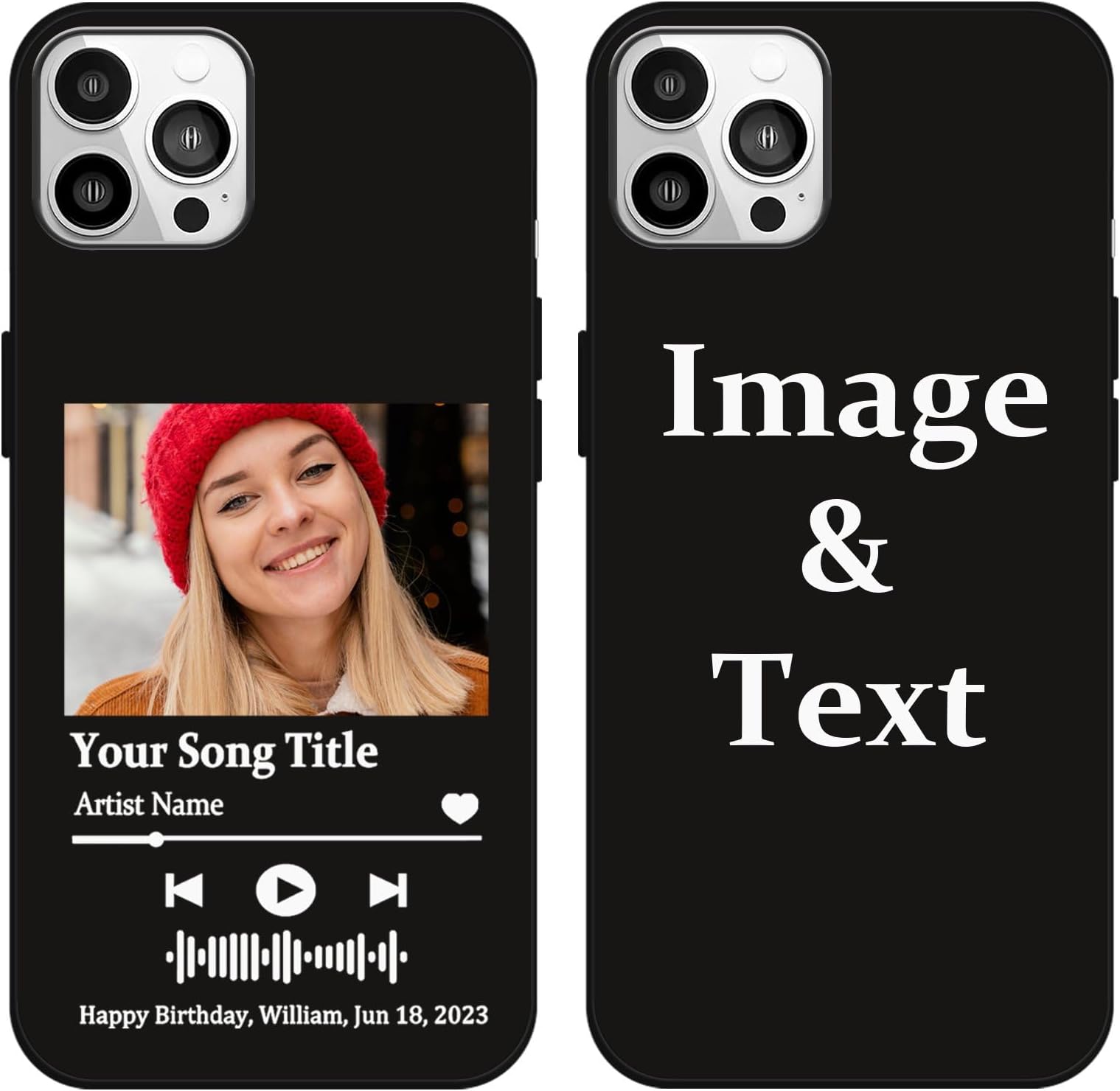 Custom Phone Case for iPhone 17 16 15 14 13 12 11 XR X XS Max, Personalized Picture Soft Silicone Cover, Gift for Him Her Anniversary Christmas Black