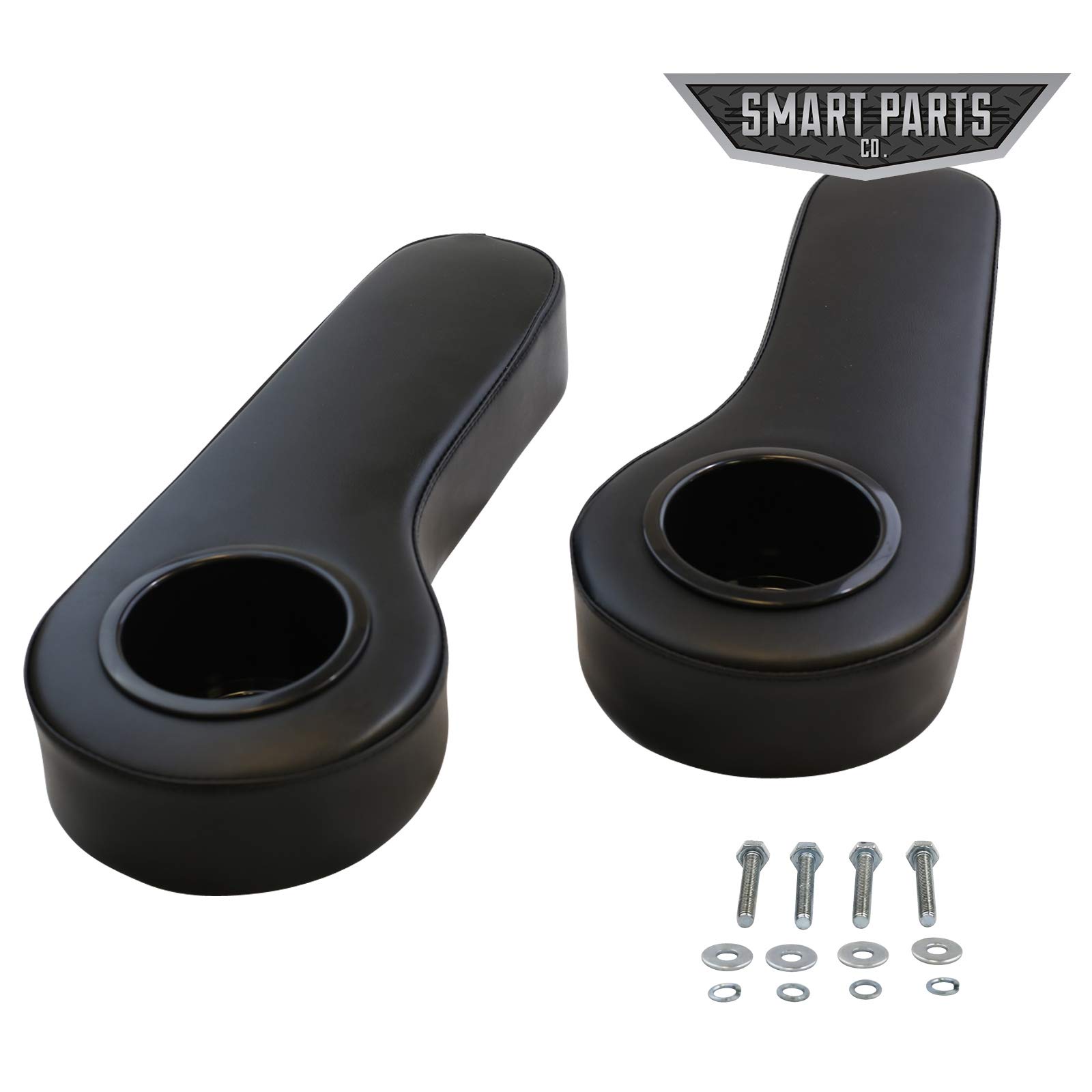 Hardcore Parts Golf Cart Rear Seat Black Armrest Cup Holder - Fits EZGO, Club Car, Yamaha, & More