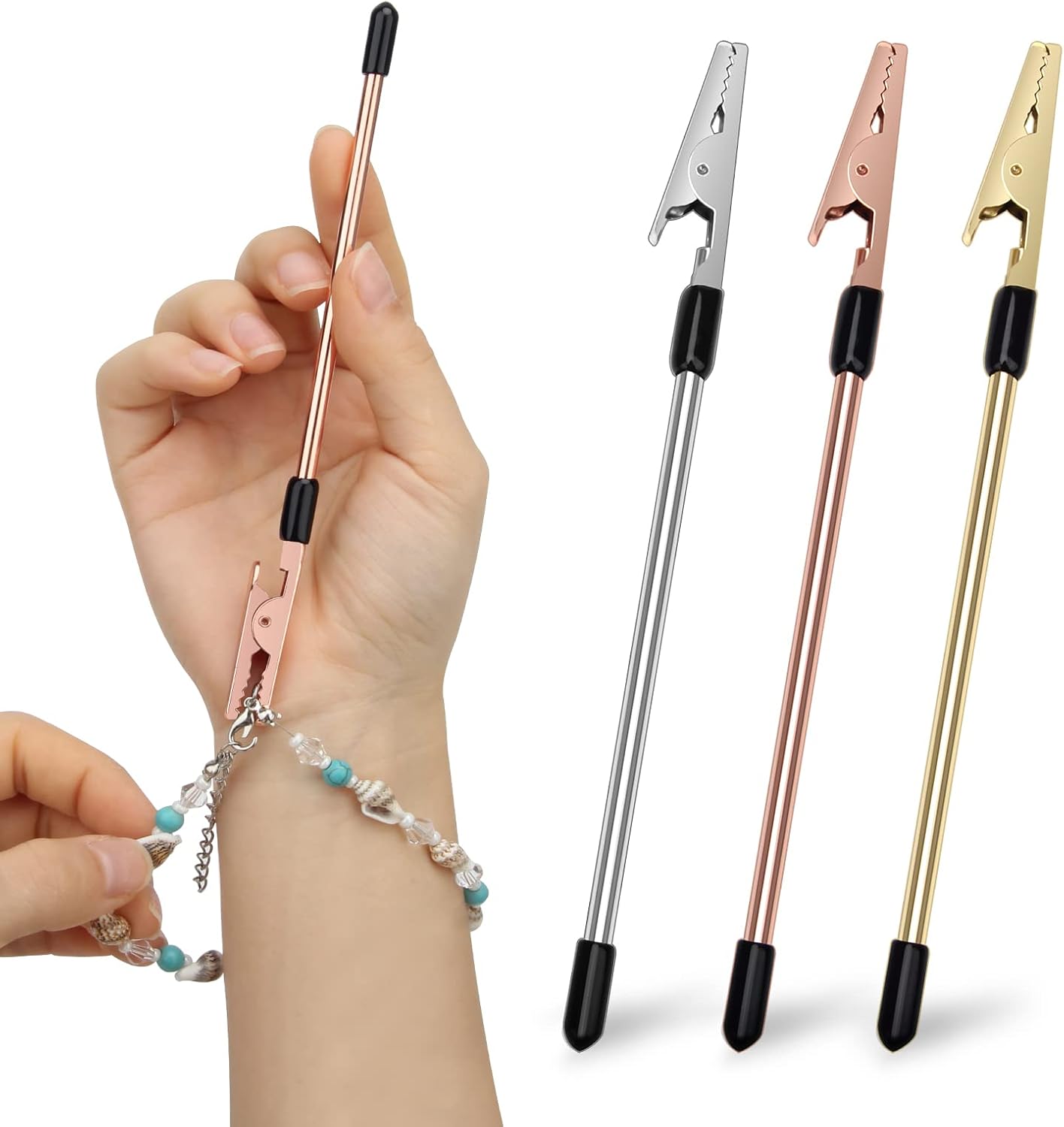 Coldairsoap 3Pcs Bracelet Clasp Helper Tools, Metal Jewelry