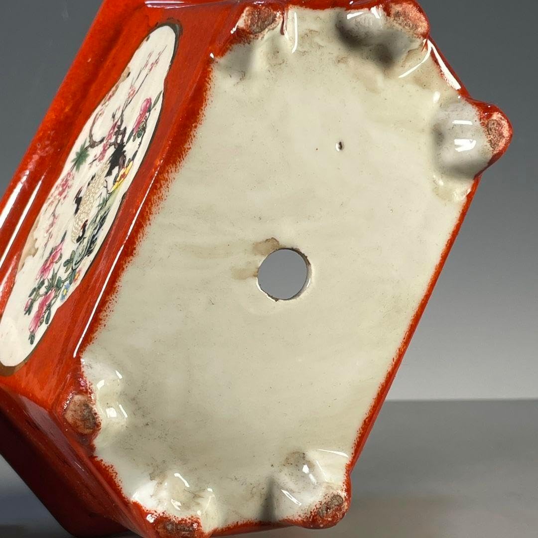 花鳥図紋 六稜鉢 盆栽鉢 多肉植物 植木鉢小品大品盆栽鉢 陶器鉢 花鳥図