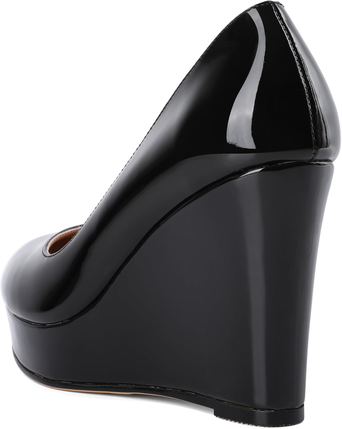 Joseywade Wedge Pumps for Women Platform Heel Round Toe Heels Slip On Wedge High Heel Dress Shoes 4 Inch