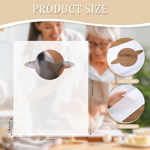 Miniatura 3 de Hicarer 100 baberos desechables para adultos con recogedor de migas para ancianos, baberos de plástico, protectores de ropa de comedor de un solo uso
