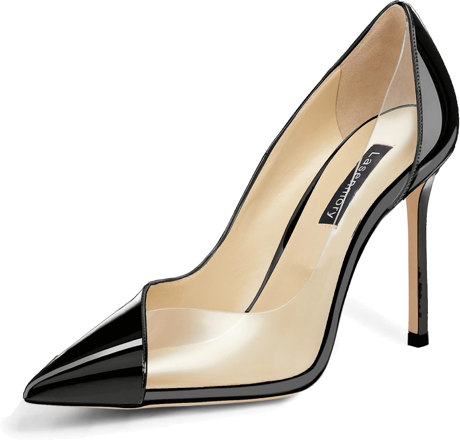 Women's Transparent Pointed Toe Low-cut Stiletto Heel