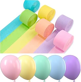 PartyWoo Pastel Balloons, 51 pcs Party Decorations Pack of Latex Balloons and Crepe Paper for Balloon Garland as Party Decorations, Birthday Decorations, Wedding Decorations, Baby Shower Decorations
