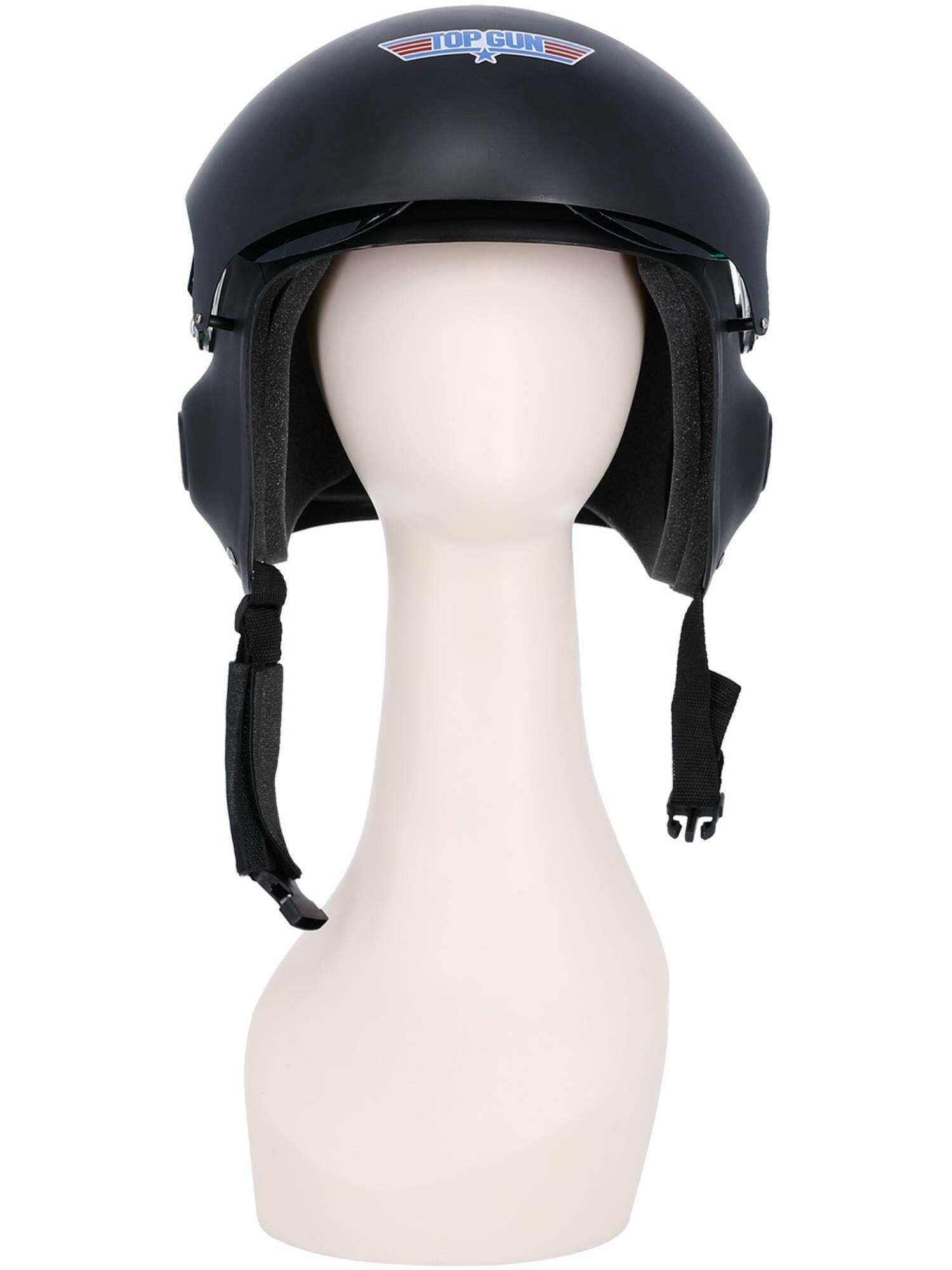Smiffys Casco Top Gun deluxe, Nero, con visiera regolabile e sottogola Halloween