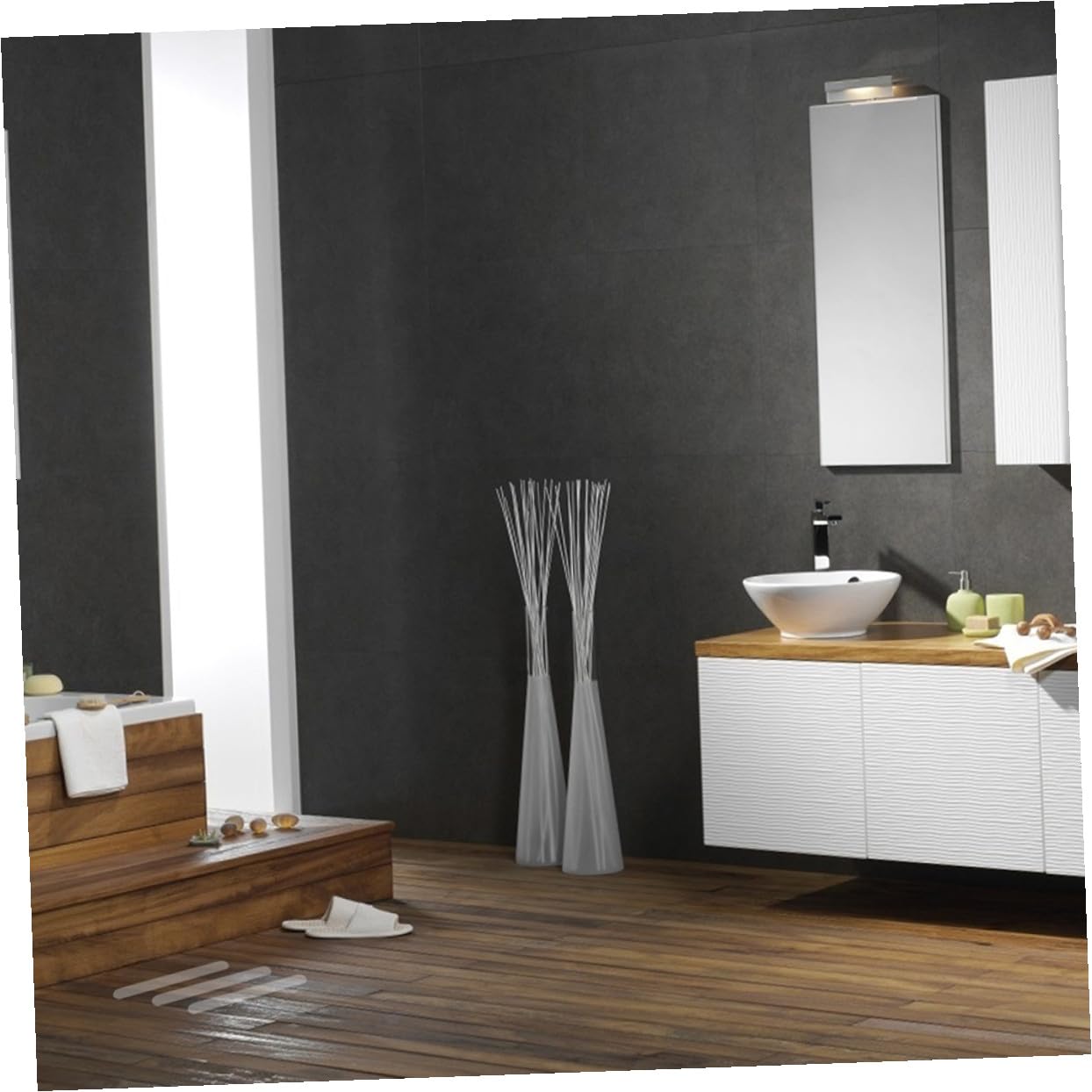 Sewroro Tiras Antideslizantes para Suelo Transparentes Cinta de Seguridad para Ducha y Escaleras Autoadhesivas 15x61 Cm Peva 10 Unidades, Uso en Baño y Hogar