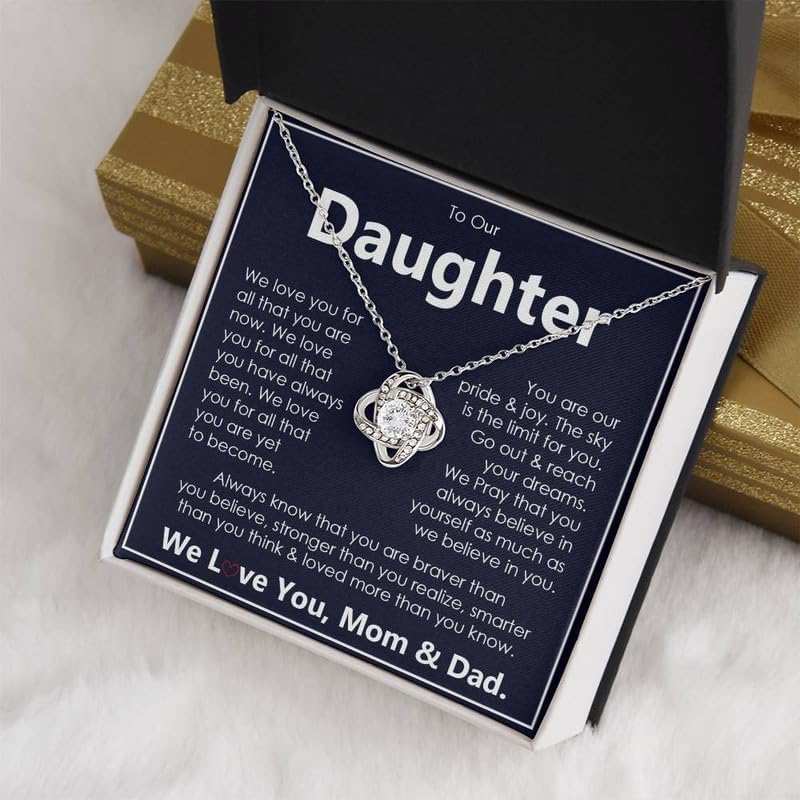 Mother/Father Daughter Necklace, Birthday Christmas Jewelry Gift for Daughter from Mom and Dad, with Message Card and Gift Box - Image 5