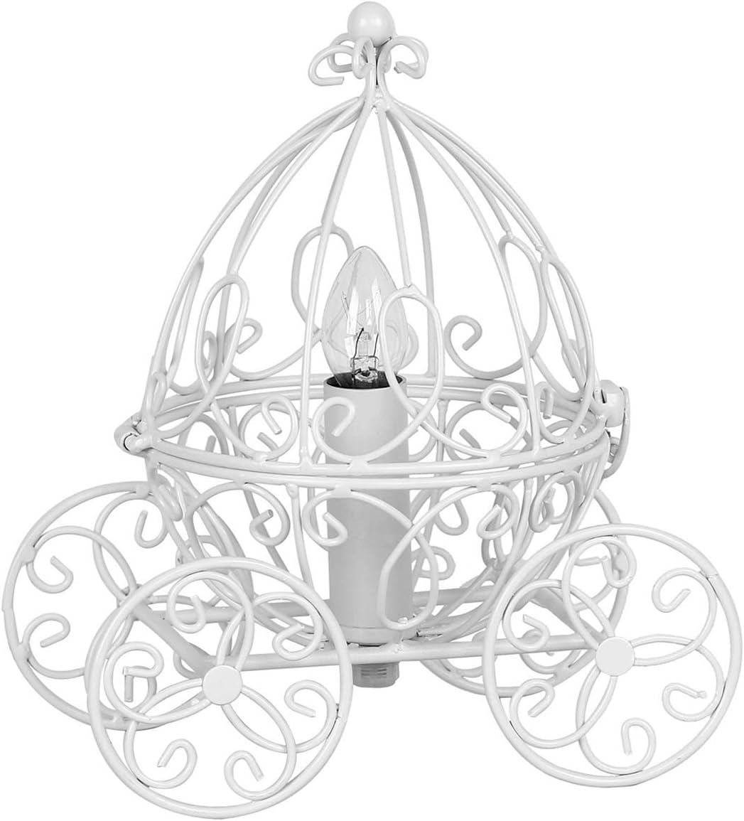 Grandview Gallery Princess Table Lamp - Pretty Fairy Tale Carriage Lamp, Matte Icey White
