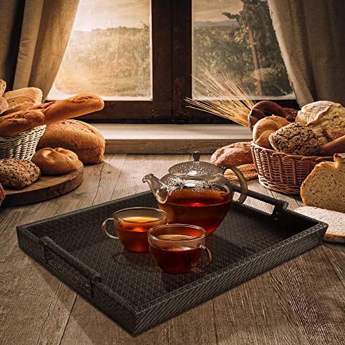 American Atelier 19x14 Leather Serving Tray with Handles