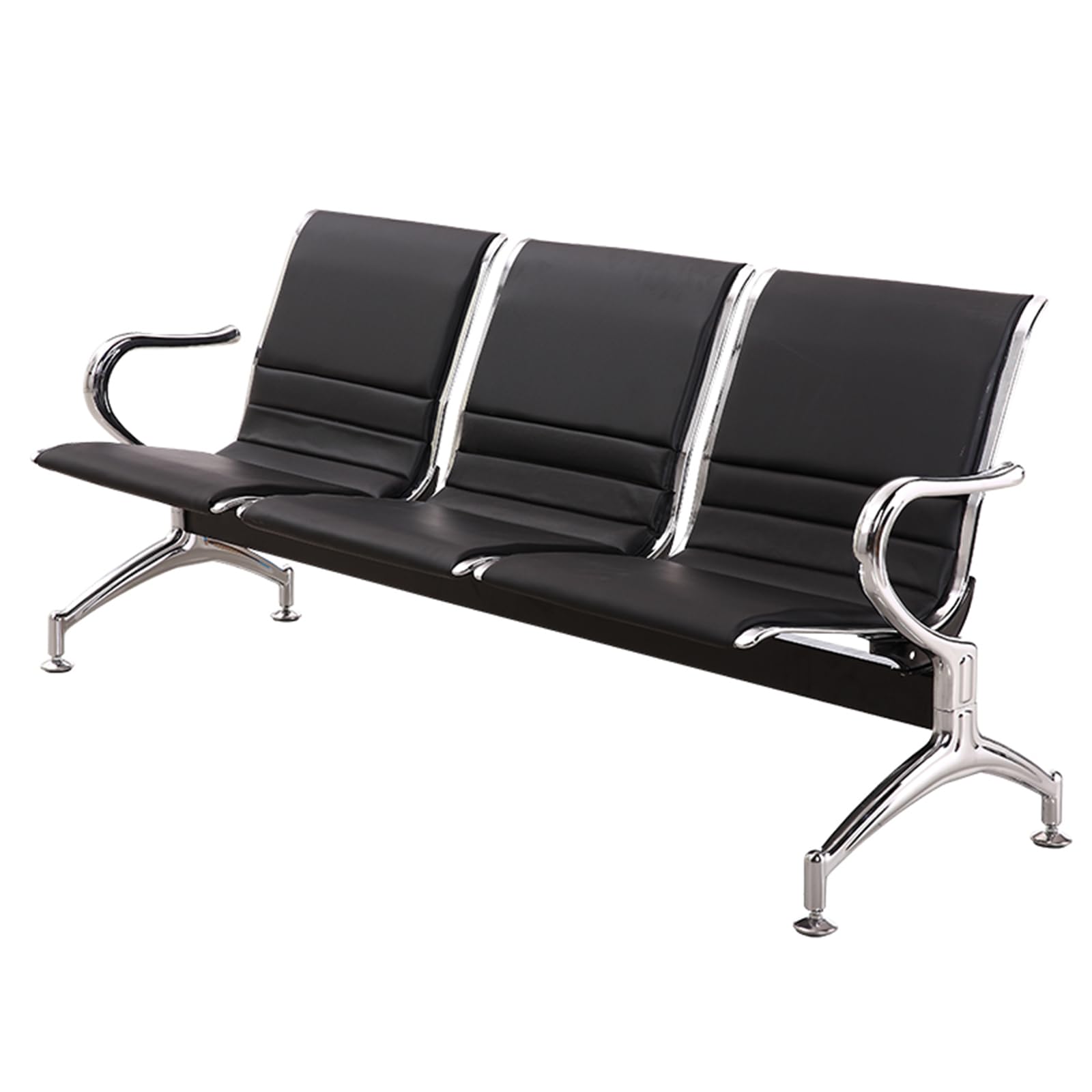AYCDL Modern Leather Reception Bench with Armrests - Stylish 2-Seat Office Guest Chairs for Waiting Room Airport Bank Executive Lounge Seating,3 Seat,size_name-3 Seat