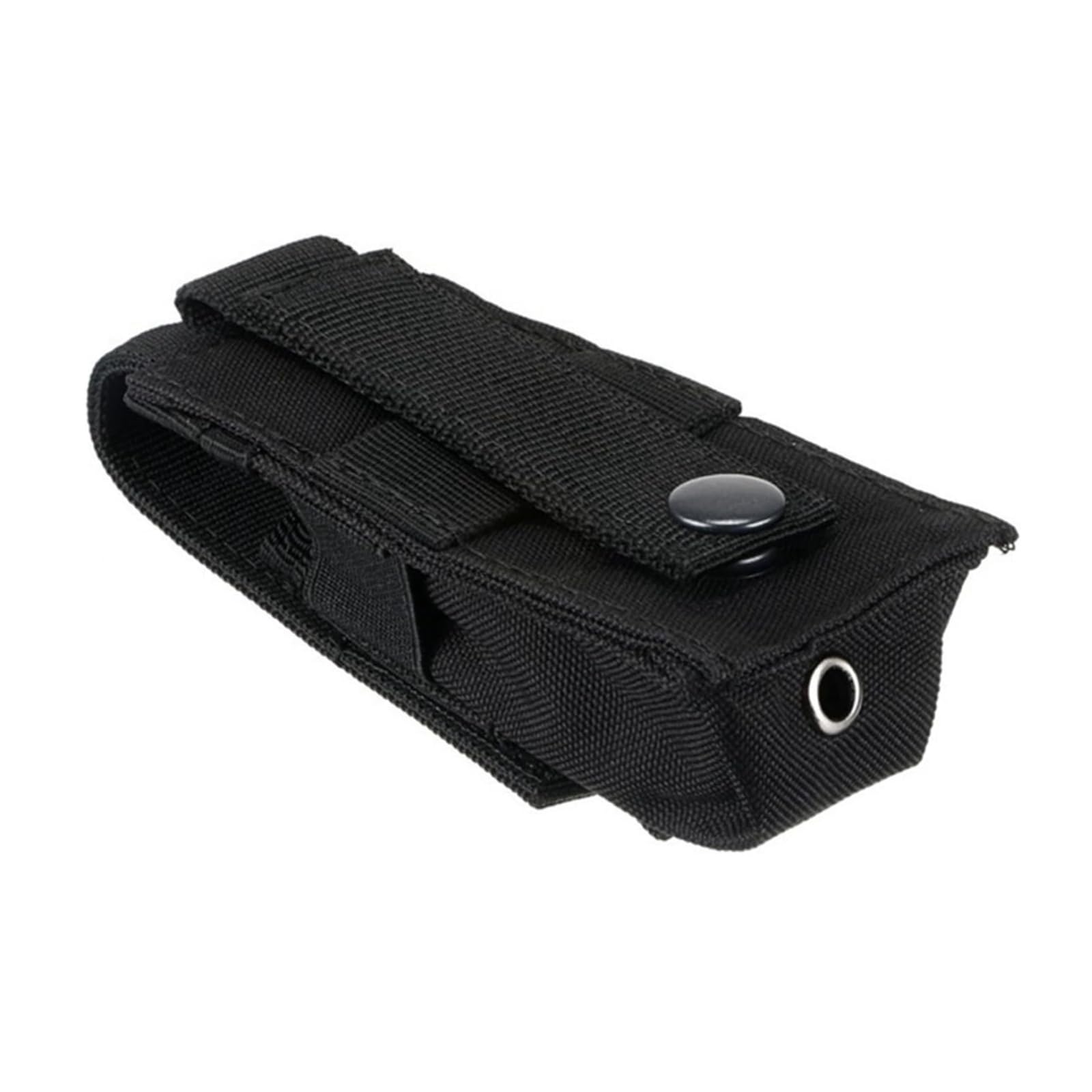 1 Pc Black Durable Outdoor Flashlight Pouch Molle Compatible Bag Prent Water 600d Nylon Fabric System Heavy Duty Hiking Backpacking Torch Tools Tactical Bags and Packs