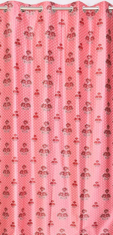 Image of Exporthub 2 Pieces Polyester Gajri Floral Digital 3D Printed Eyelet Door Curtains -Length 7 Feet (EHSPR827 74)