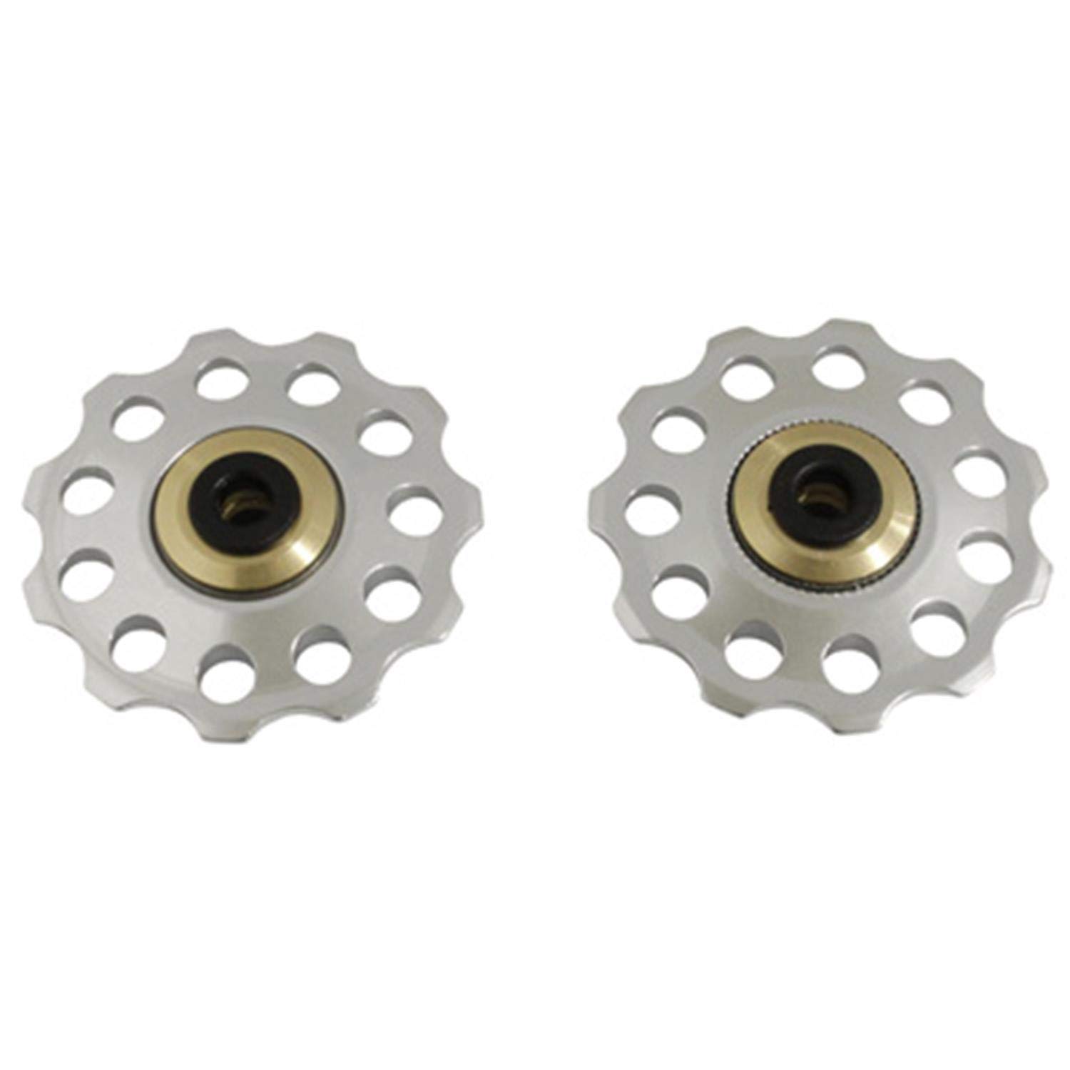 Galet dérailleur P2R 9-10V. en aluminium argent à roulement