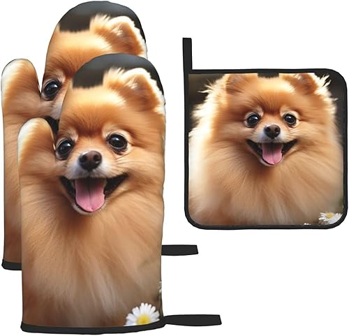 Miniatura 9 de Juego de manoplas de horno y soportes para ollas con estampado de tortugas marinas, resistentes al calor, antideslizantes, guantes de cocina, 3