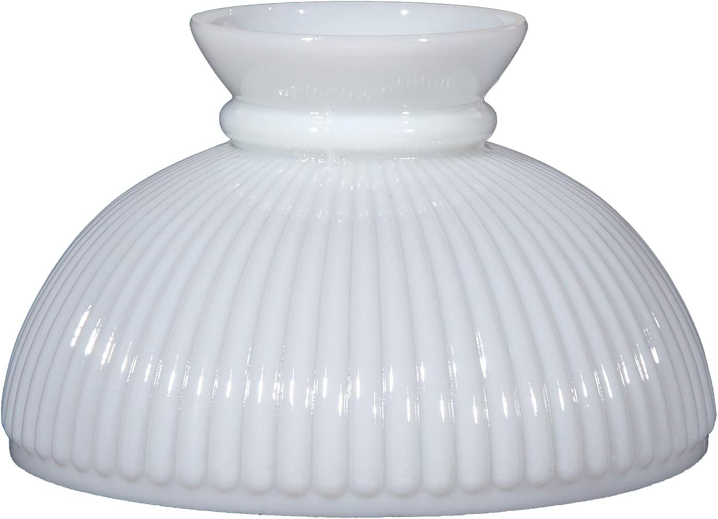 B&P Lamp® 10" Cased White Glass Ribbed Student Lamp Shade with Plain Top