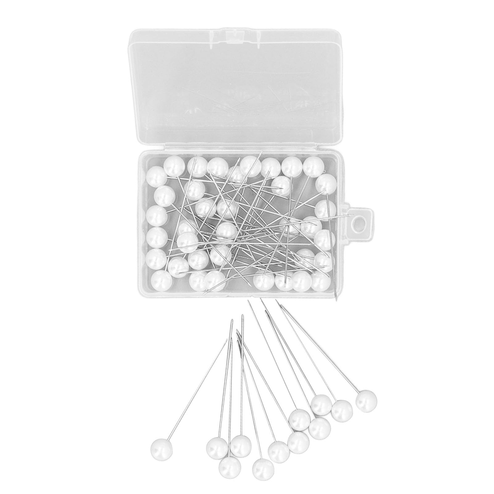 Lot De 50 épingles à Coudre Droites Extra Longues En Acier Inoxydable à Tête Nacrée Blanche 8 X 60 Mm Avec Grandes Têtes Rondes Pour Fixation De Couture