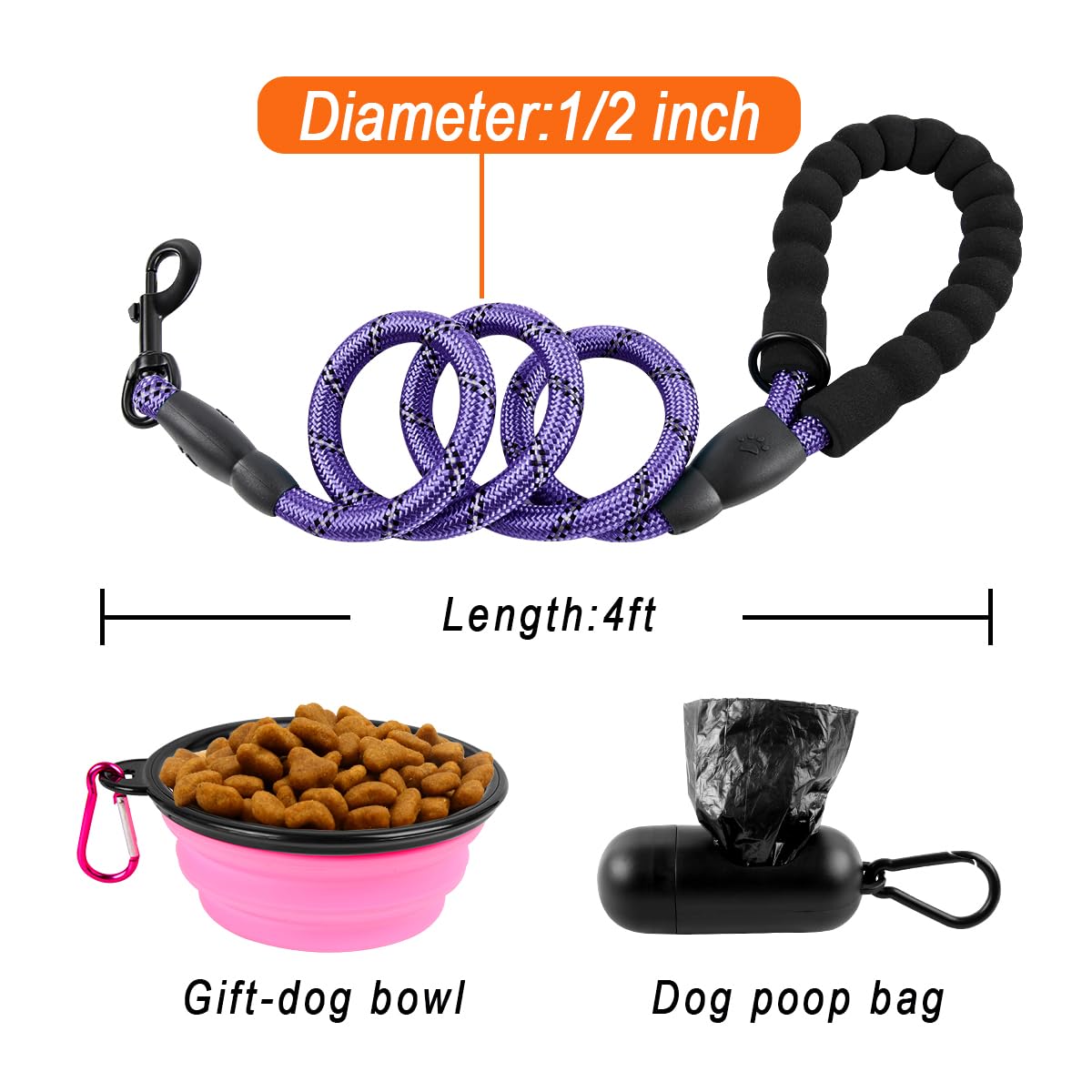 BARKBAY Dog leashes for Large Dogs Rope Leash Heavy Duty Dog Leash with Comfortable Padded Handle and Highly Reflective Threads 5 : BARKBAY Dog Leashes for Large Dogs Heavy Duty Dog