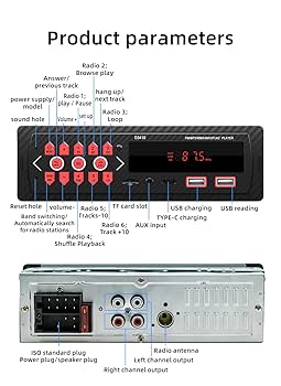 Amazon | 1Din カーステレオ 12V 車 MP3 プレーヤー Bluetooth