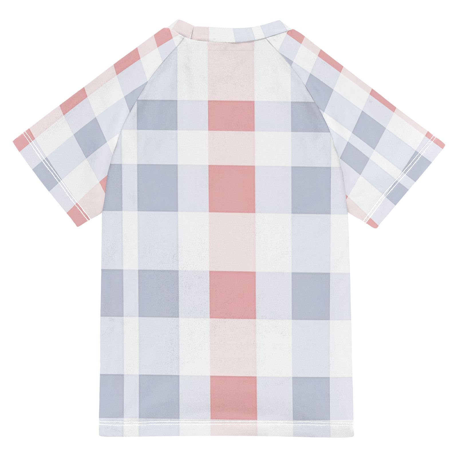 KLL Boy Bathing Suit Short Sleeve Rash Guard Boys 4T Squares White White