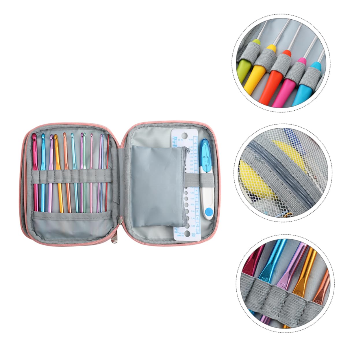 STOBOK Kit Ganchillos Crochet 30 Agujas Herramientas Para Tejer Con Hebillas y Agujas De Diferentes Tamaños