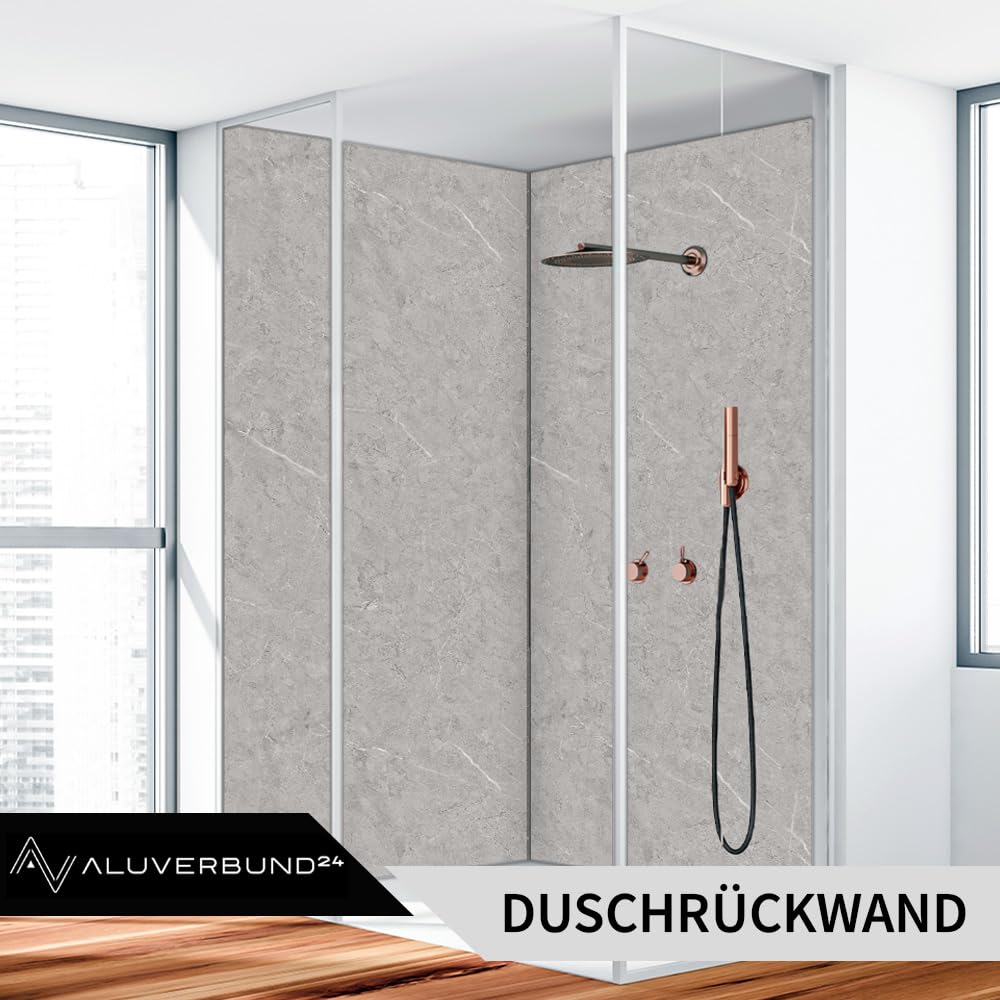 AMON Wand-Paneele 60x120cm in Natur-Steinoptik (Classic Grey) - ideal als Spritzschutz Küchenrückwand Dusch- Bad- Wand-Verkleidung aus 3mm PVC Wasserdicht Wasserfest für Innen- und Außenbereich
