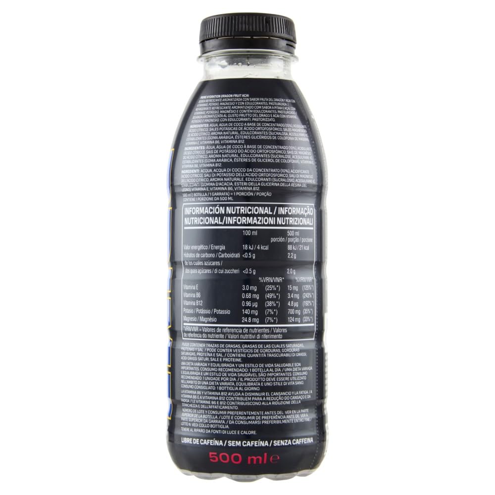 Italian Gourmet Barcelona Bevanda Drachenfrucht Açaí zuckerfrei, 12 x 500ml | Erfrischungsgetränk con vitamine, Kalium und Magnesium; gusto fruttato, ideale, Gesamtnettogewicht 6 L + Kostenlos Polpa 400g